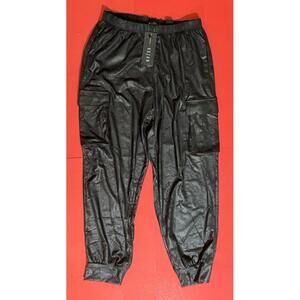 Kozan Thunder Print Cargo Style Pants Faux Leather Design Women's Small NEW
